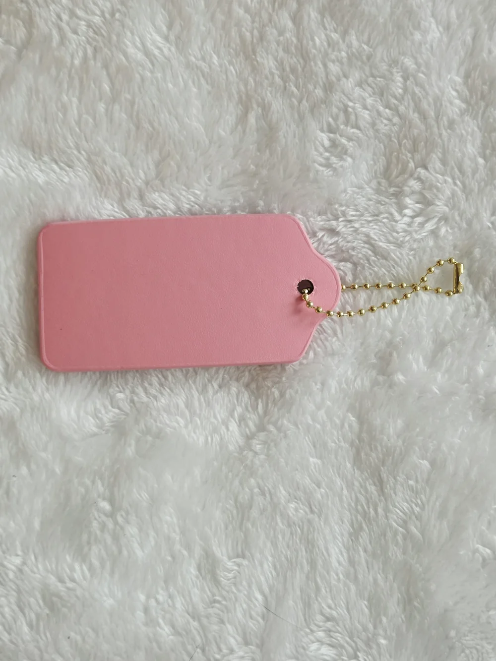 C Logo Pink Leather Hang Tag with Gold-Tone Chain Beautiful Bag Tag